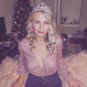 Pink Sequin Bodysuit